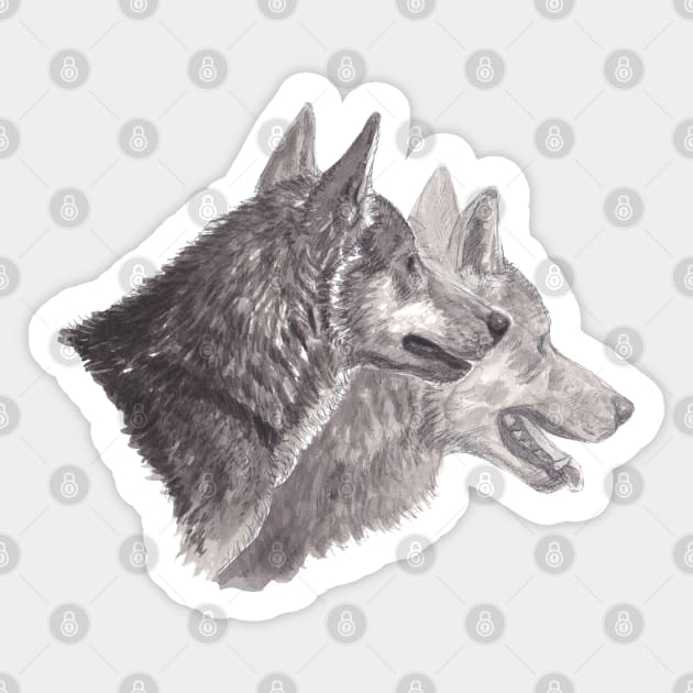 Wolves - Inktober Sticker by GaiaSorrentino